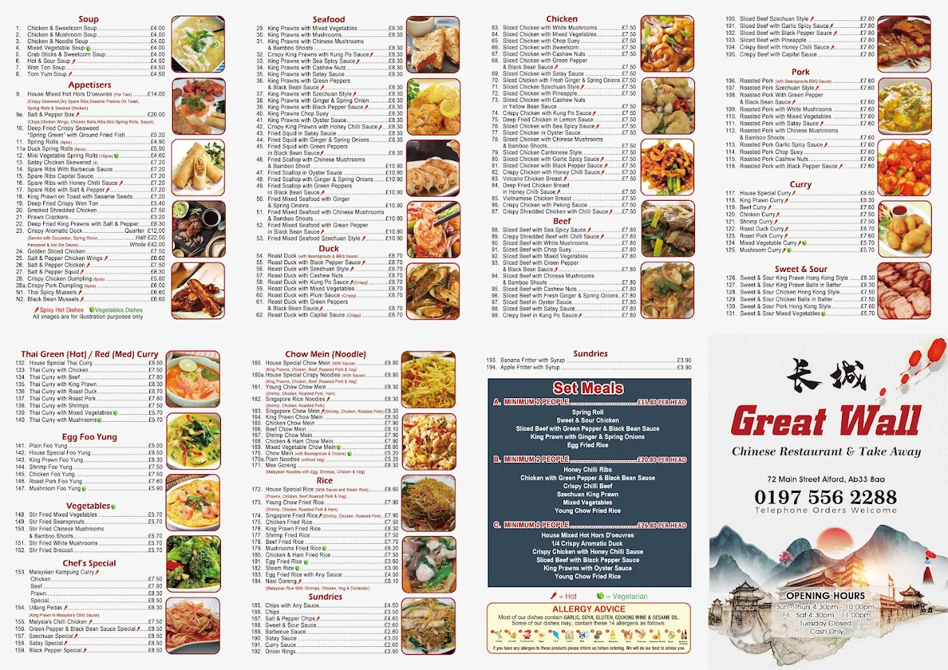 Great Wall Alford takeaway menu